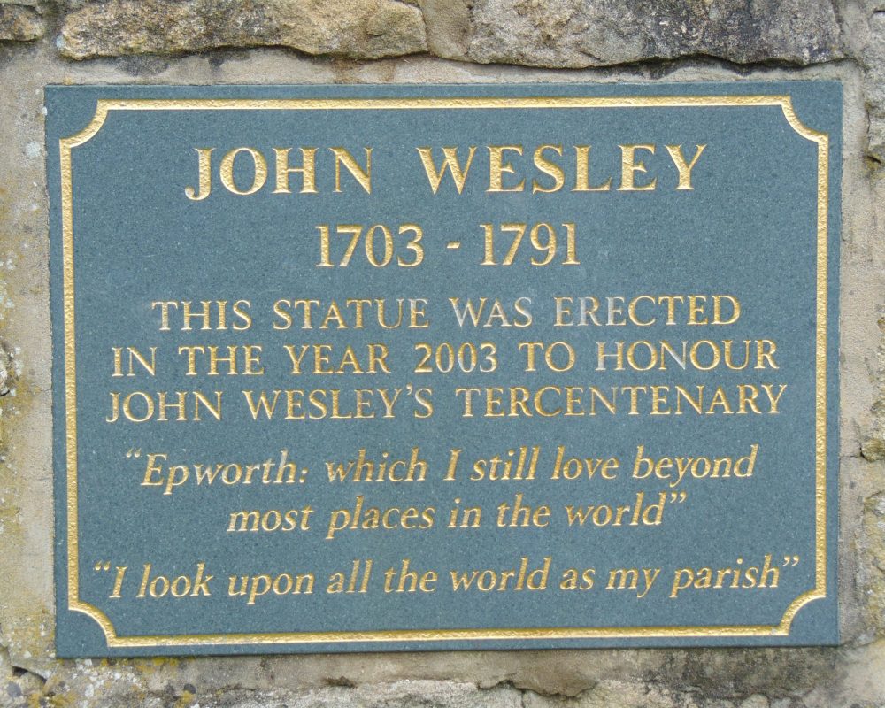 John Statue plaque Wesley Trail